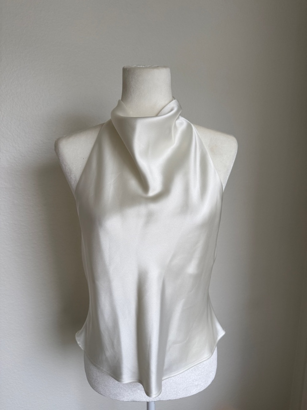 Zara Satin Effect Ivory Halter Neck Cowl Top